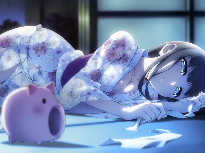 кимоно, девушка, пол, accel world, kurasaki fuuko , черные волосы