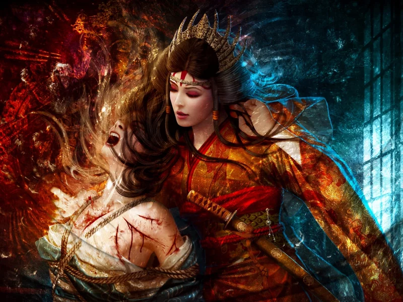 арт, пытки, legend of the five rings, mario wibisono, asako izuna, боль, девушки