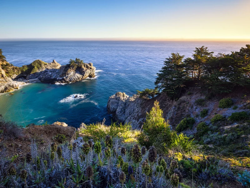 бухта, природа, скалы, california, океан, us