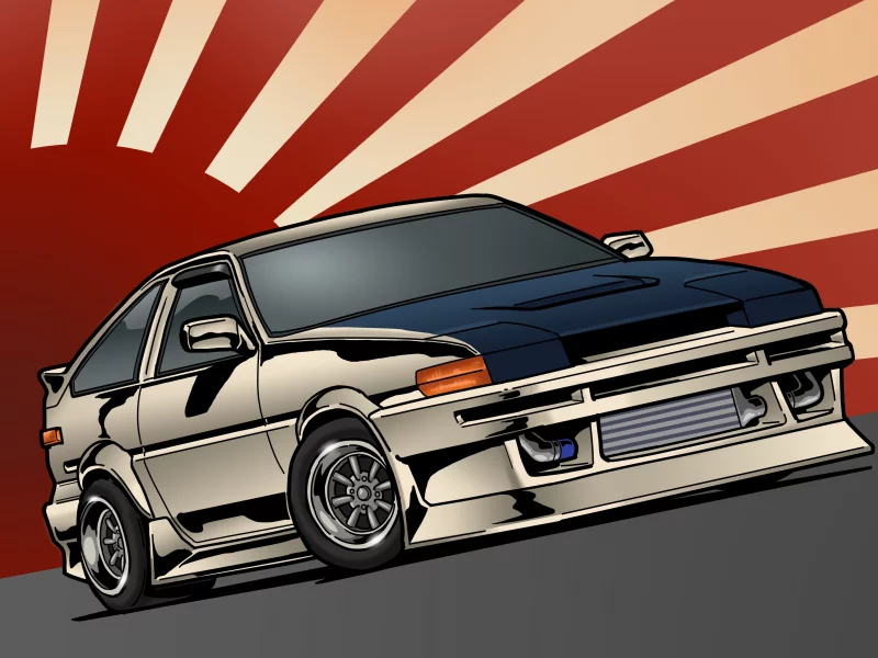 ae86, jdm, тойота, corolla, арт, stance, япония, front, toyota