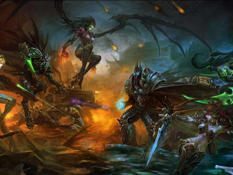 starcraft, arthas, world of warcraft, bai, sylvanas windrunner, арт, битва, sarah kerrigan