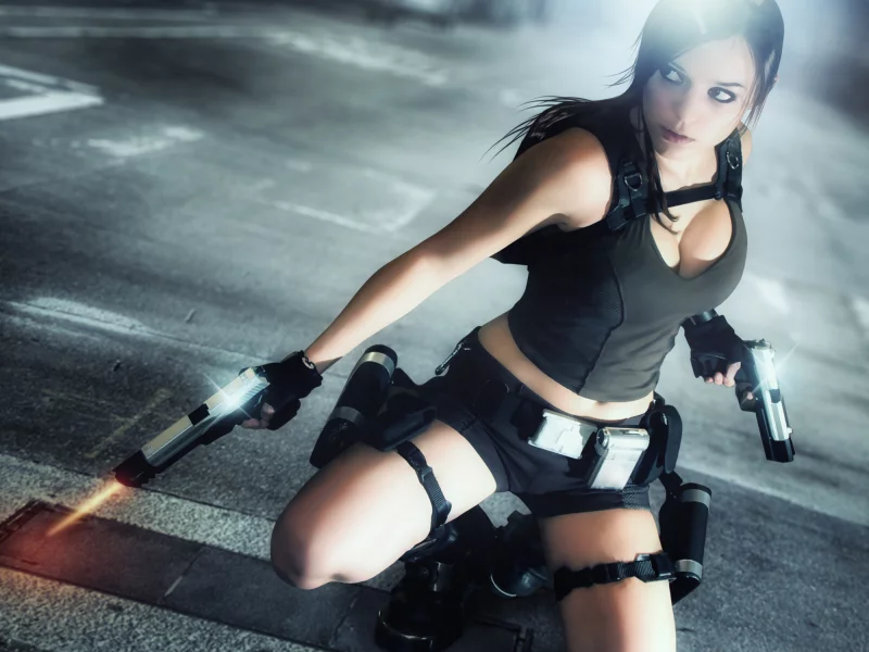 игра, lara croft, девушка, оружие, tomb raider, charly brusseau
