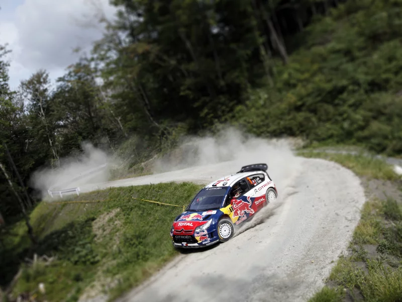 wrc, передок, rally, citroen, sebastien ogier, лес, tilt- shift, размытие, c4