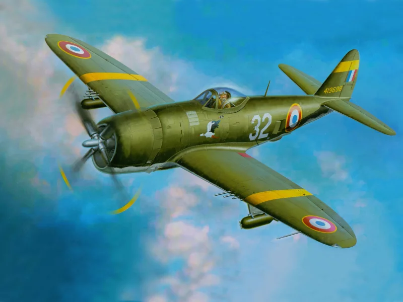 арт, небо, самолёт, рипаблик p-47 _тандерболт_