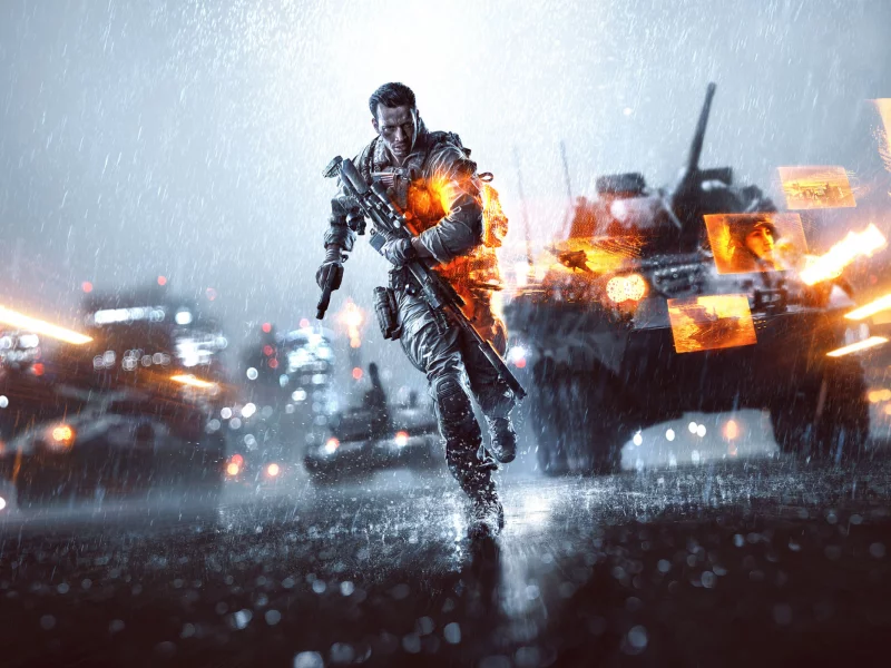 снайперская винтовка, bf4, оружие, солдат, бег, battlefield 4