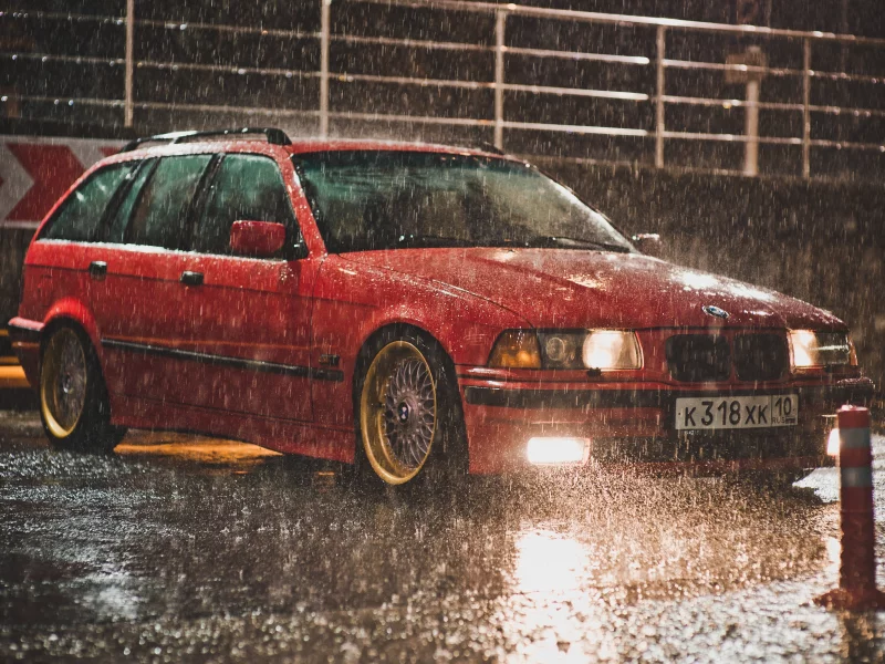 дождь, bbs, red, e36, bmw, touring