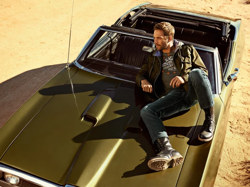 пол уокер, взгляд, paul walker, машина, актер, сидит, мужчина