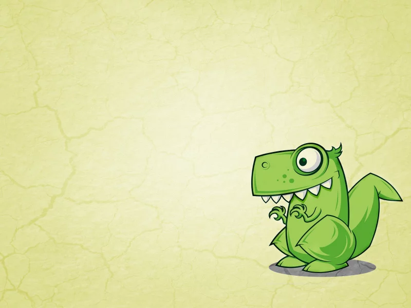 зеленый, зубастый, желтый фон, динозавр, dinosaur