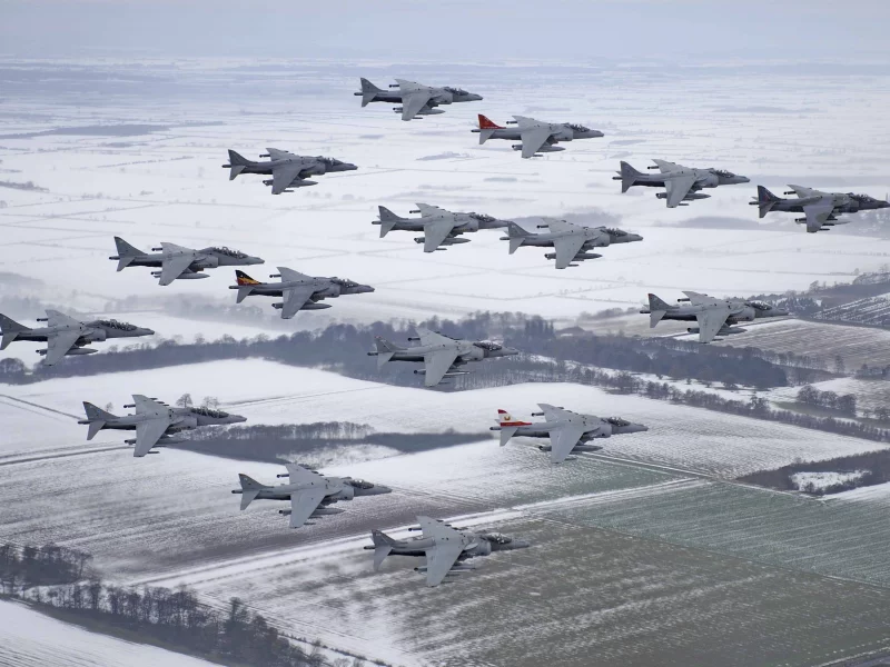 истребители, mcdonnell douglas, av-8b, harrier, много, штурмовики