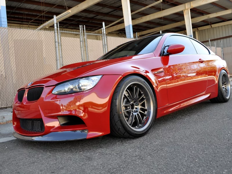 m3, volk, бмв, e92, красный, вид сбоку, red, bmw, vorsteiner