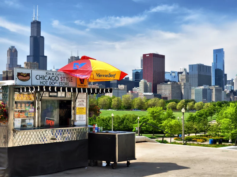небоскребы, chicago, парк, usa, город, бистро