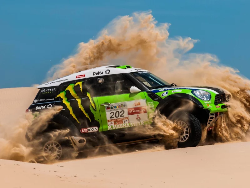 mini cooper, зеленый, пустыня, x-raid, мини купер, dakar, mini, rally