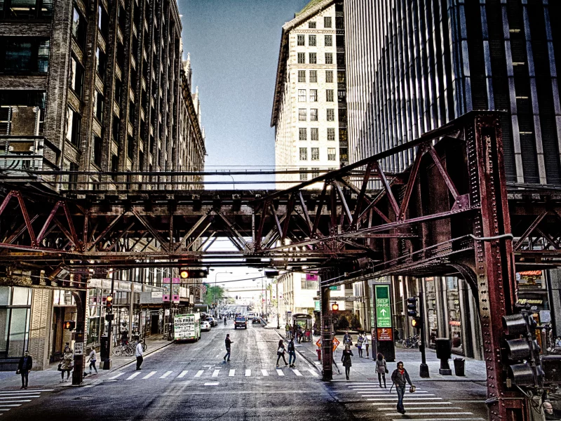 америка, небоскребы, высотки, улица, chicago, чикаго, люди