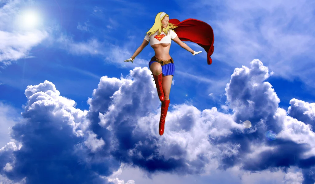 supergirl, dc comics, девушка, полет, фантастика, небо, облака