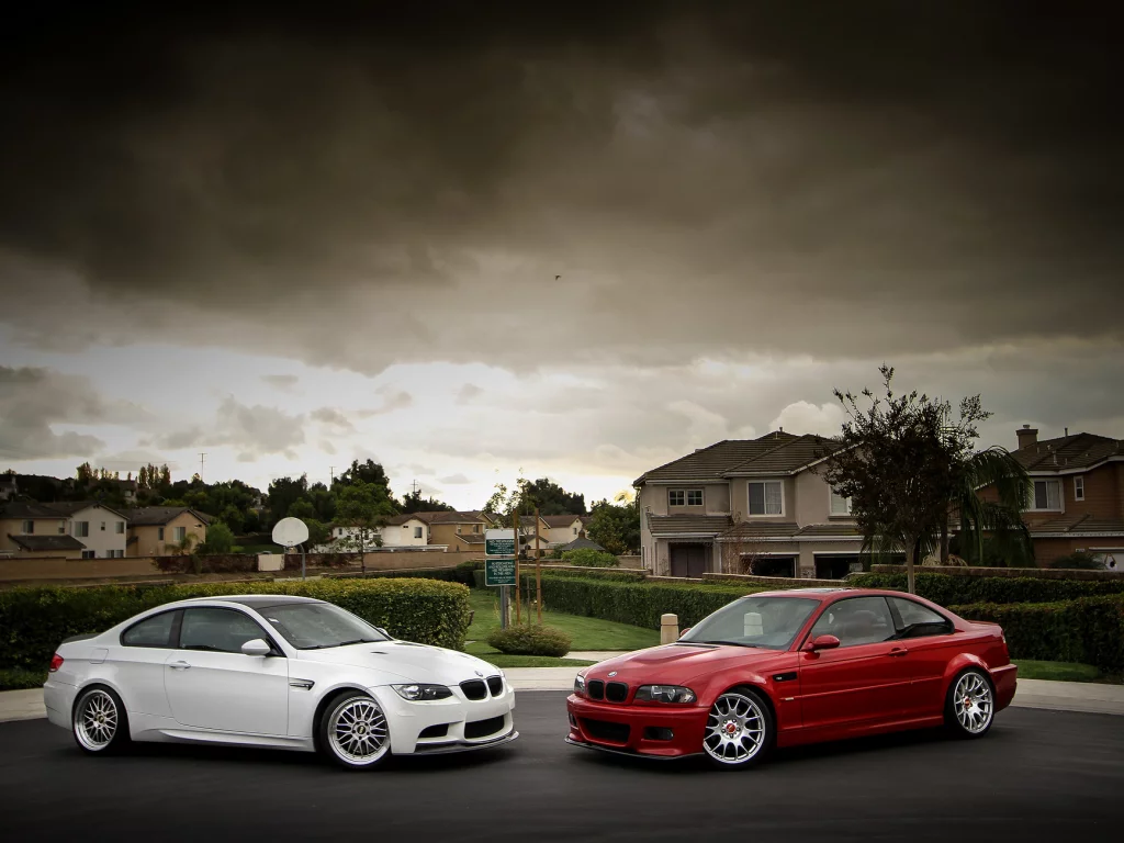 бмв, белый, white, red, e92, диски, красный, bmw, m3, e46, вид сбоку