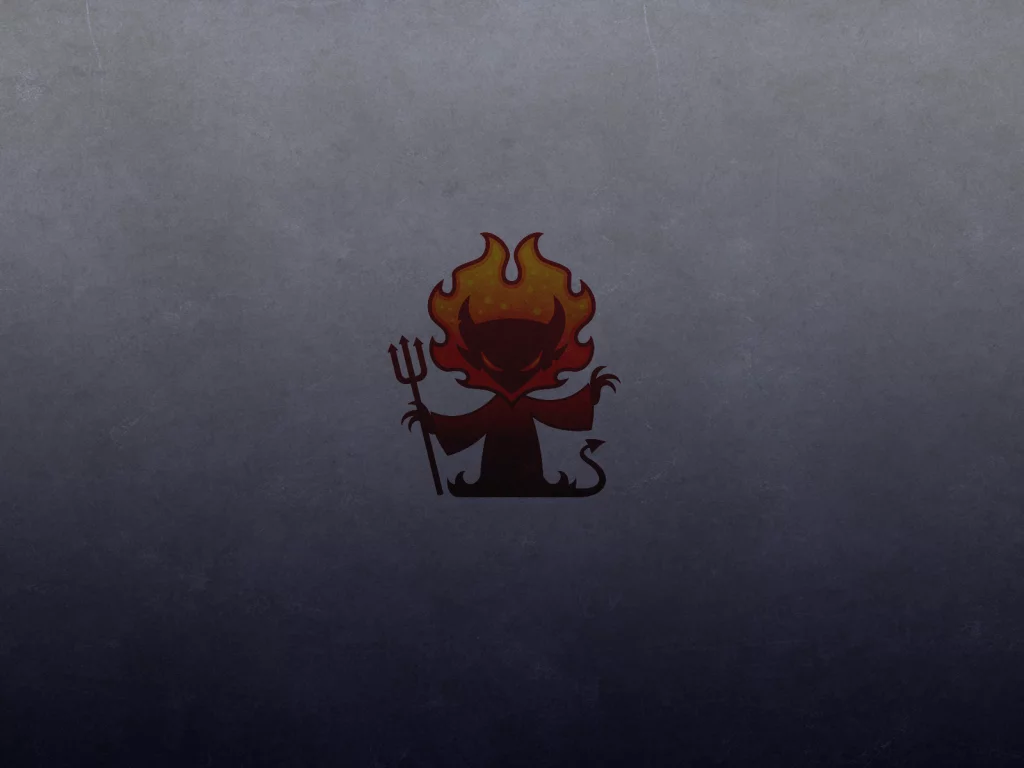 трезубец, темный фон, рога, хвост, огонь, red devil, красный