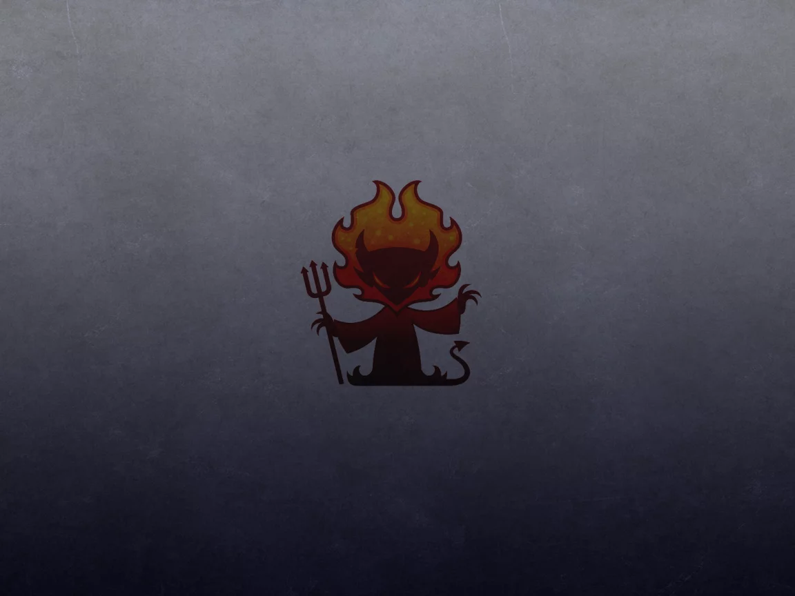 трезубец, темный фон, рога, хвост, огонь, red devil, красный