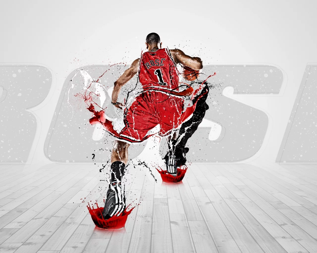 bulls, 1, chicago, краска, брызги, баскетбол, быки, derrick rose, nba