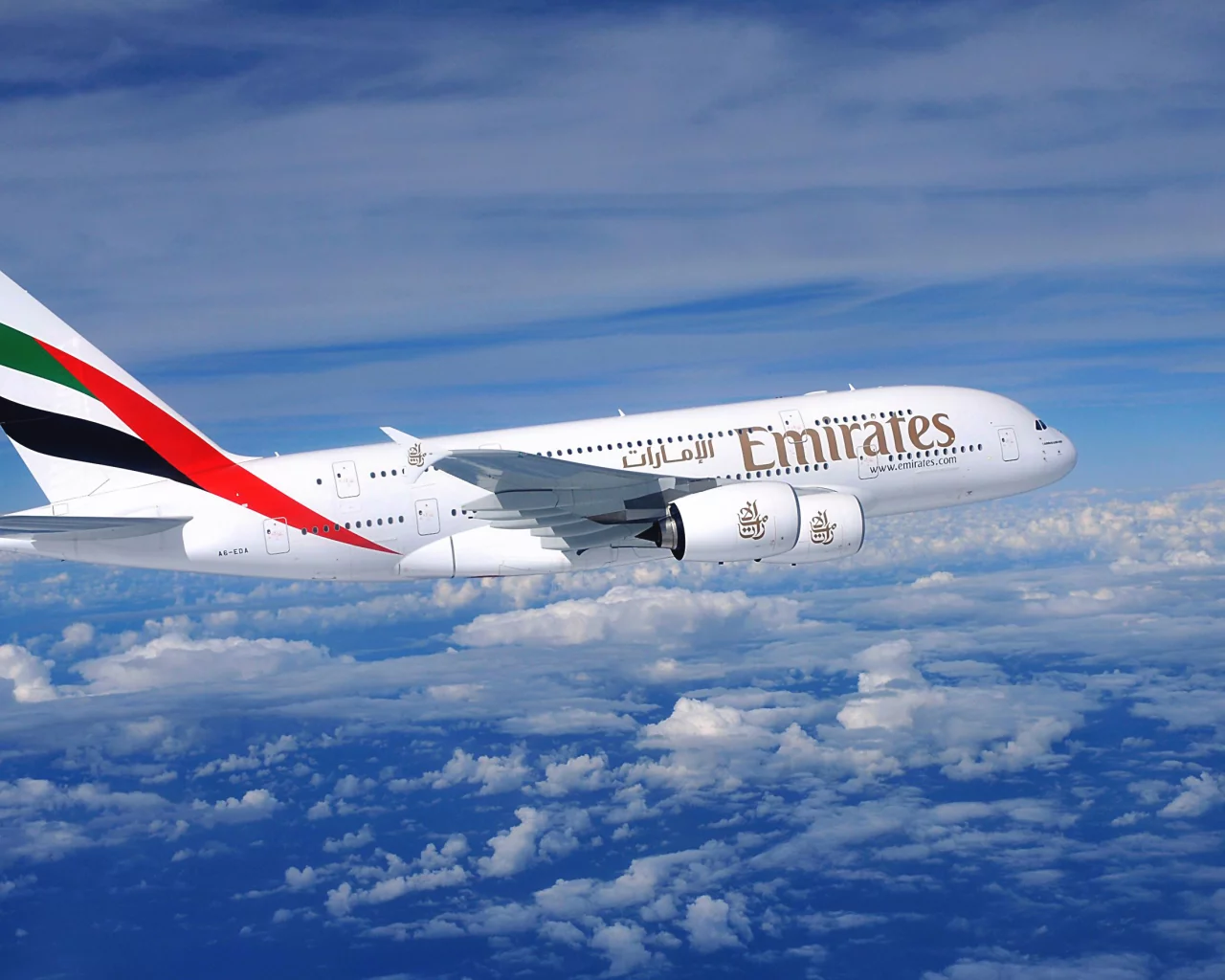 airbus, самолет, авиалайнер, emirates airline, огромный, день, a380