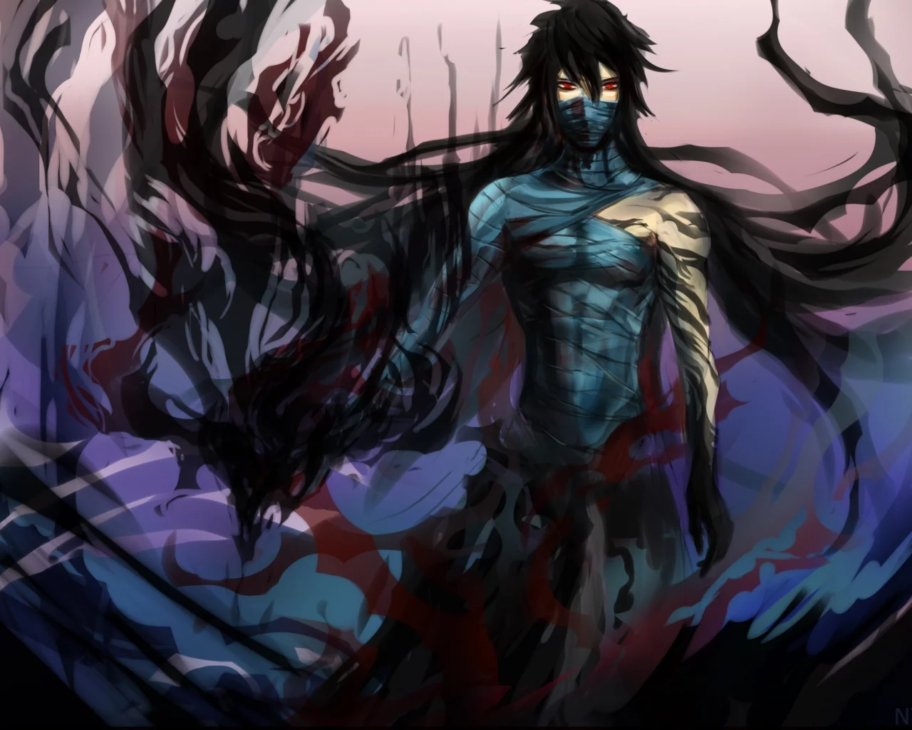 kurosaki ichigo, бинты, bleach, аниме, nyamesiss, арт, парень