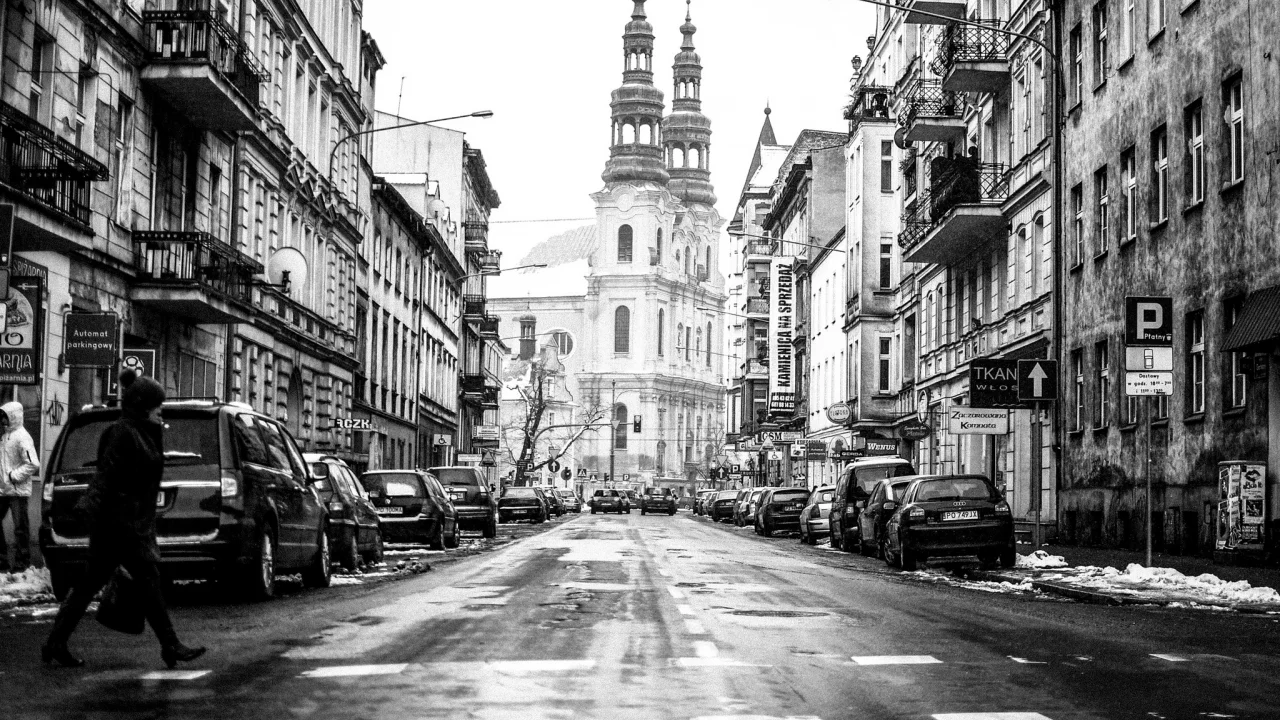 город, польша, дорога, улица, poland, poznan, тротуар, познань