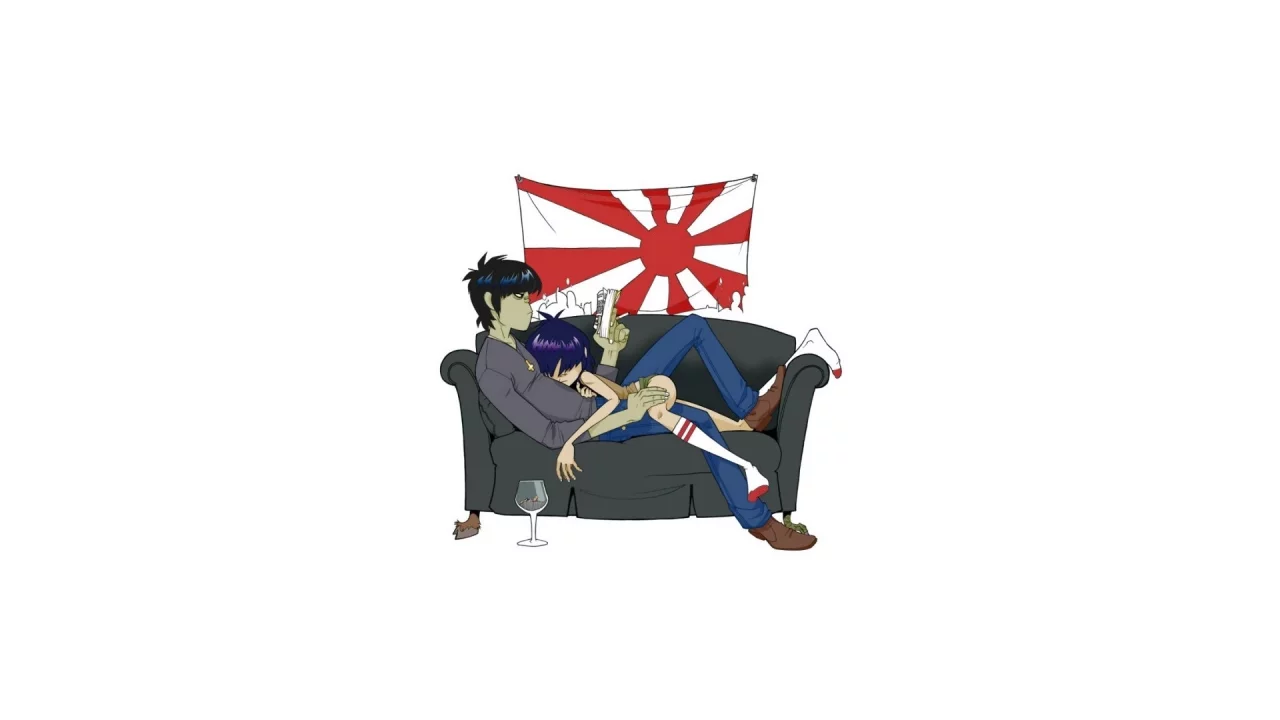 гориллаз, музыка, флаг, murdoc, noodle, gorillaz, фон, группа