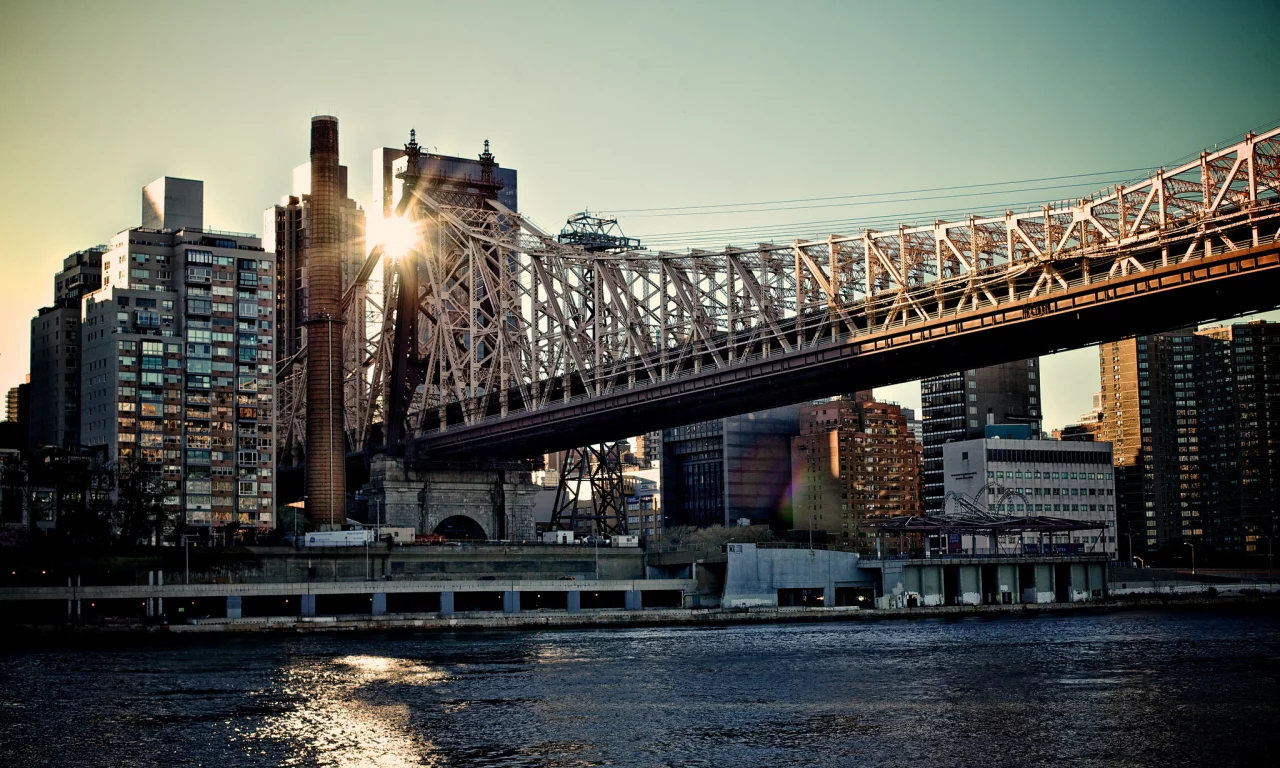 мегаполис, usа, new york, город, мост, queensboro bridge, утро, nyc