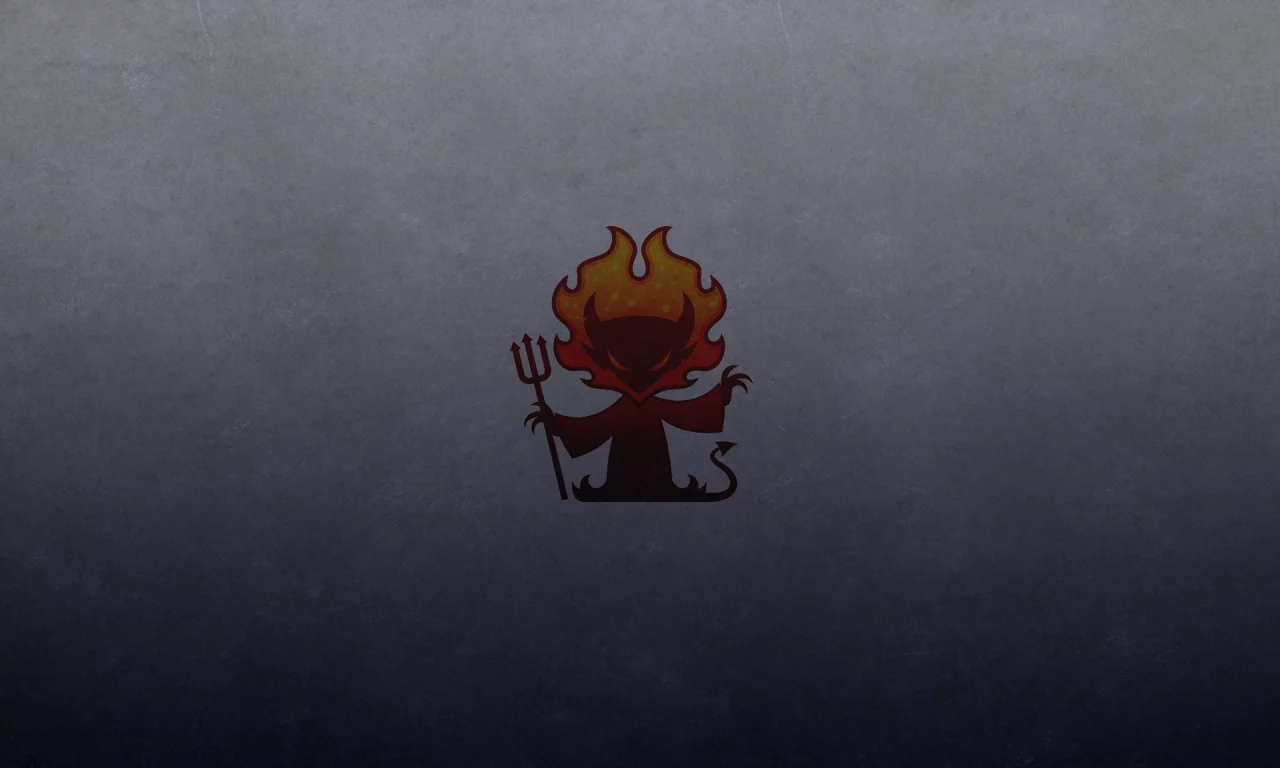 трезубец, темный фон, рога, хвост, огонь, red devil, красный