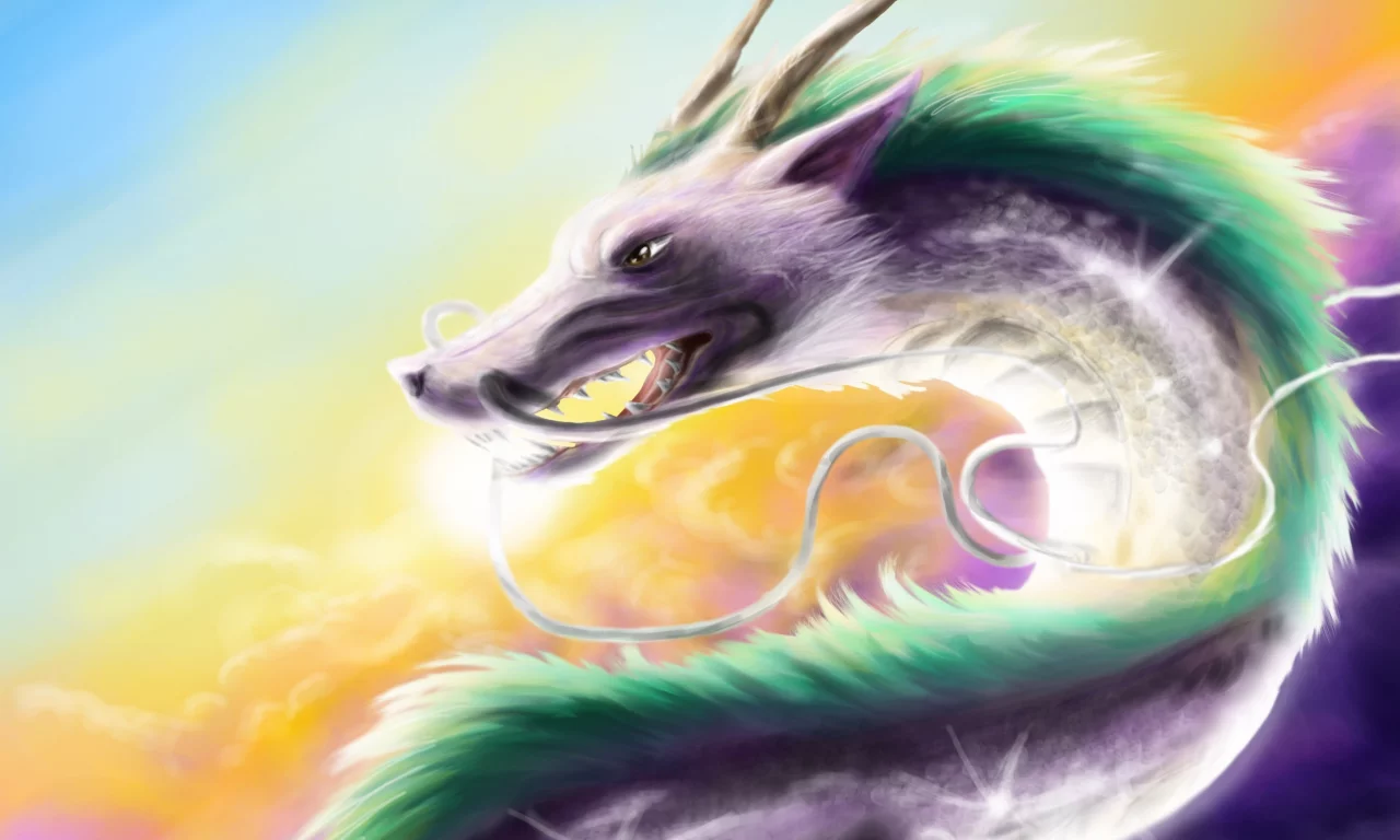 арт, унесенные призраками, дракон, рога, усы, spirited away