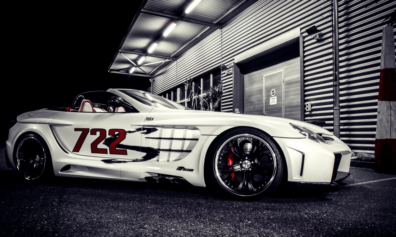 суперкар, мерседес, тюнинг, mercedes benz slr mclaren, ночь