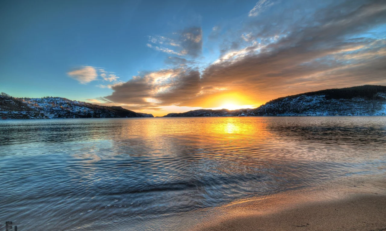 norway, закат, горы, озеро, норвегия