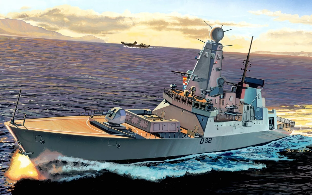 эскадренный, корабль, миноносец, рисунок, боевой