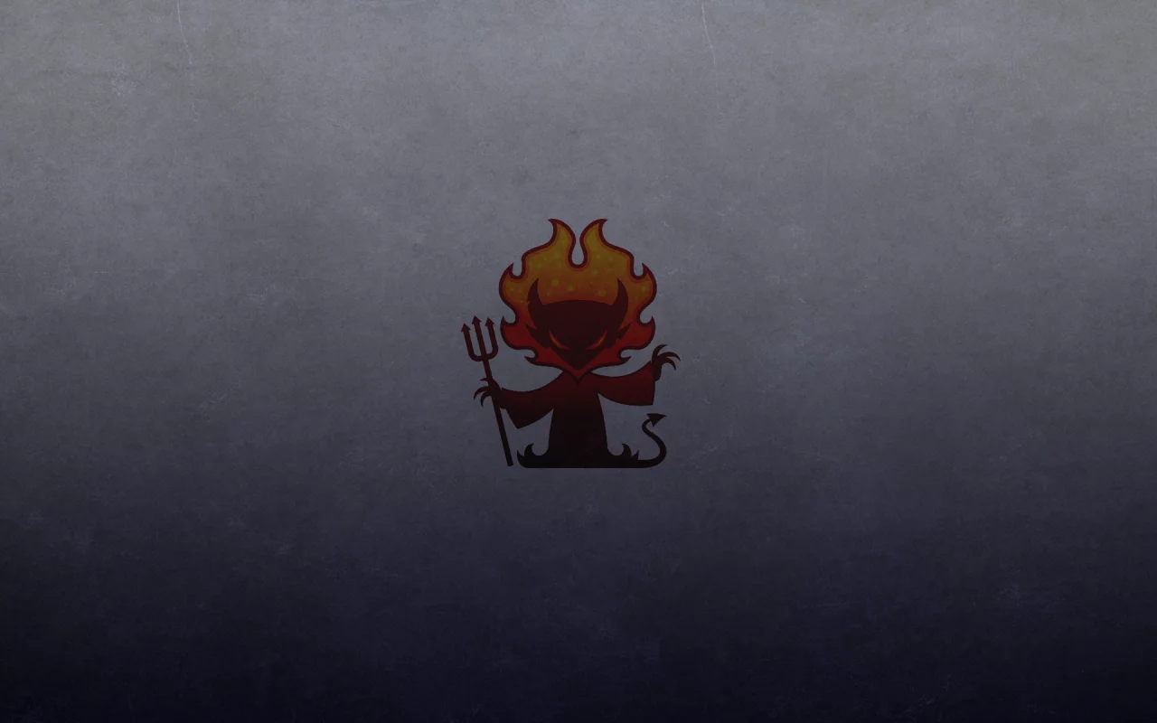 трезубец, темный фон, рога, хвост, огонь, red devil, красный