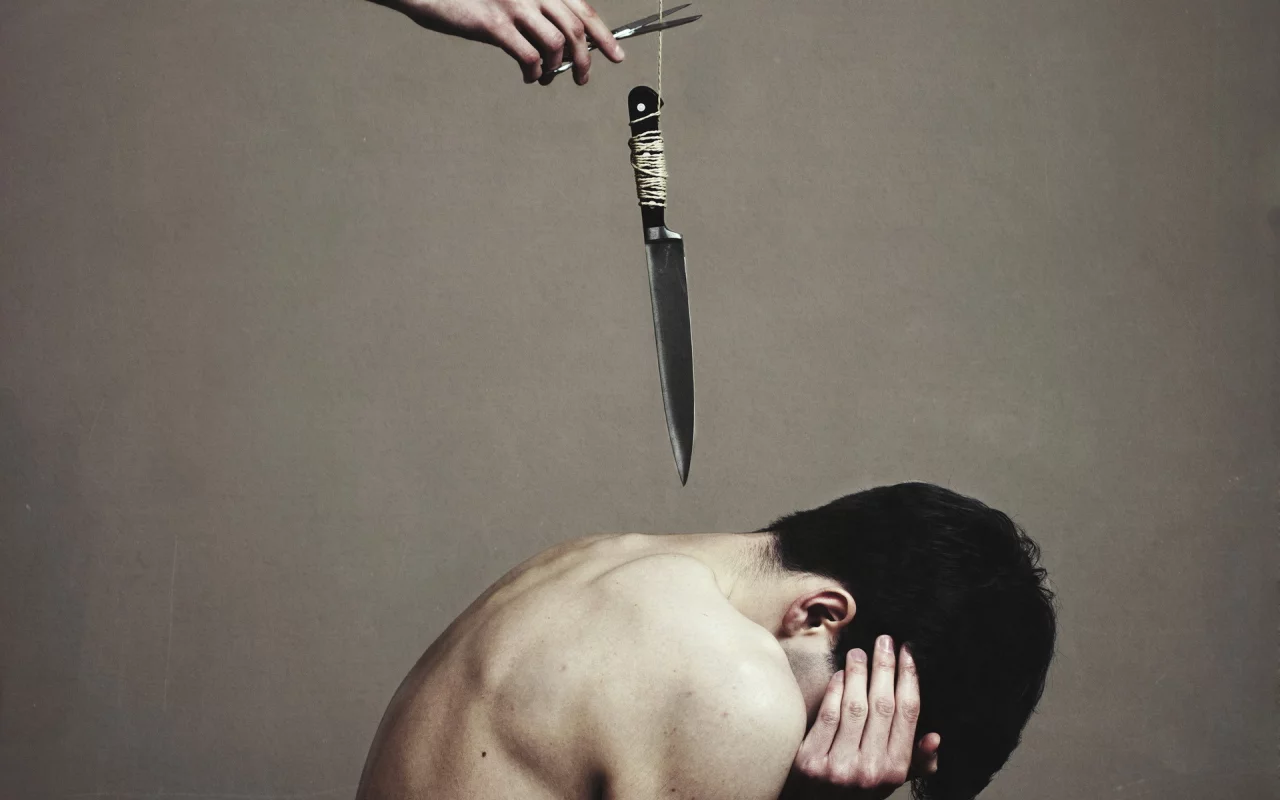 ситуация, нож, страх, парень, ножницы, рок
