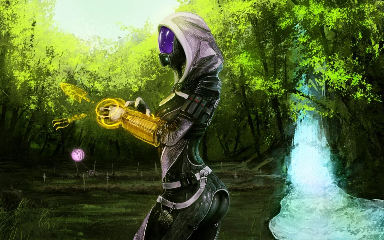инструментрон, mass effect, водопад, дрон, tali, огород