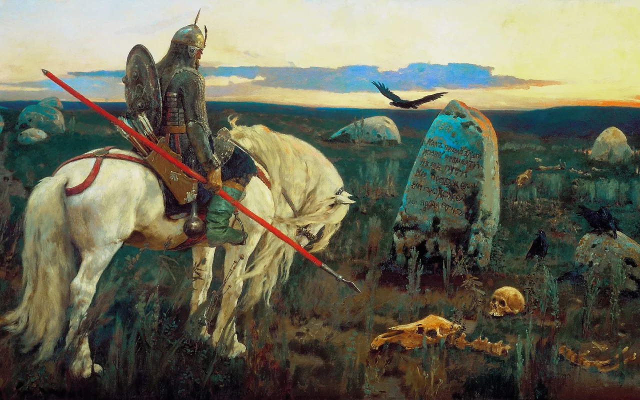 распутье, васнецов, камень, витязь, преткновение, поле