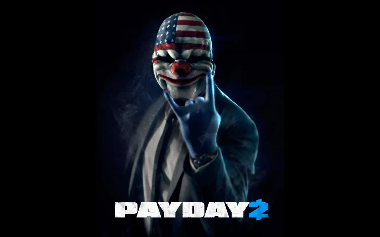 payday 2, маска, ограбление, черный фон