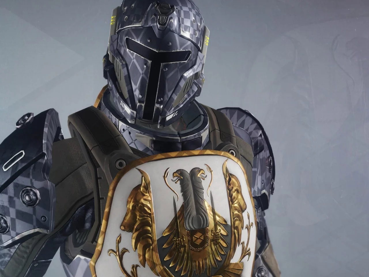 шлем, фон, destiny, броня, арт, воин, герб