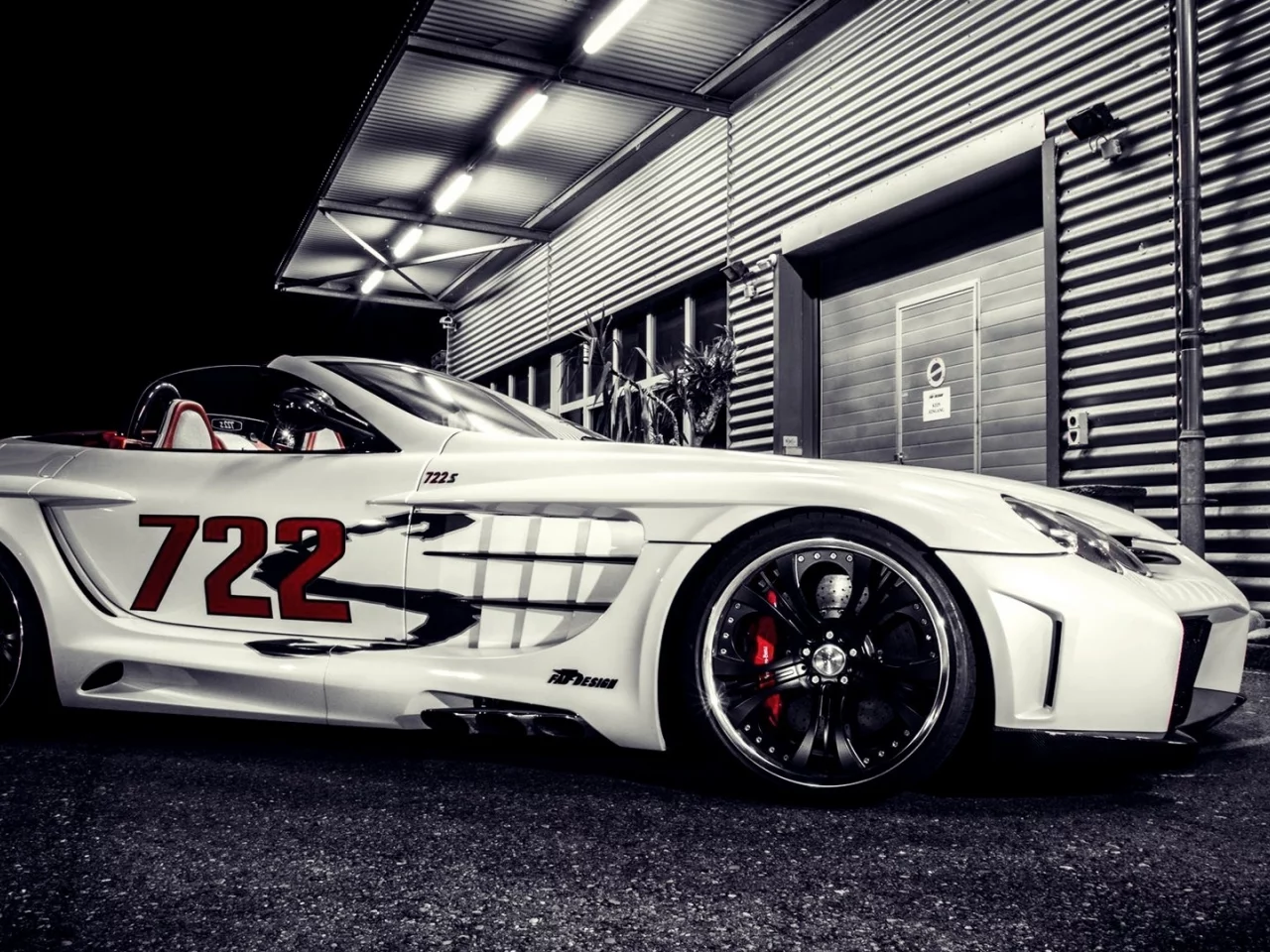 суперкар, мерседес, тюнинг, mercedes benz slr mclaren, ночь