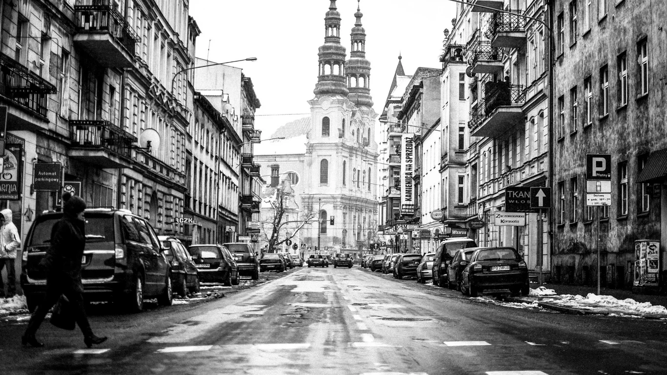 город, польша, дорога, улица, poland, poznan, тротуар, познань