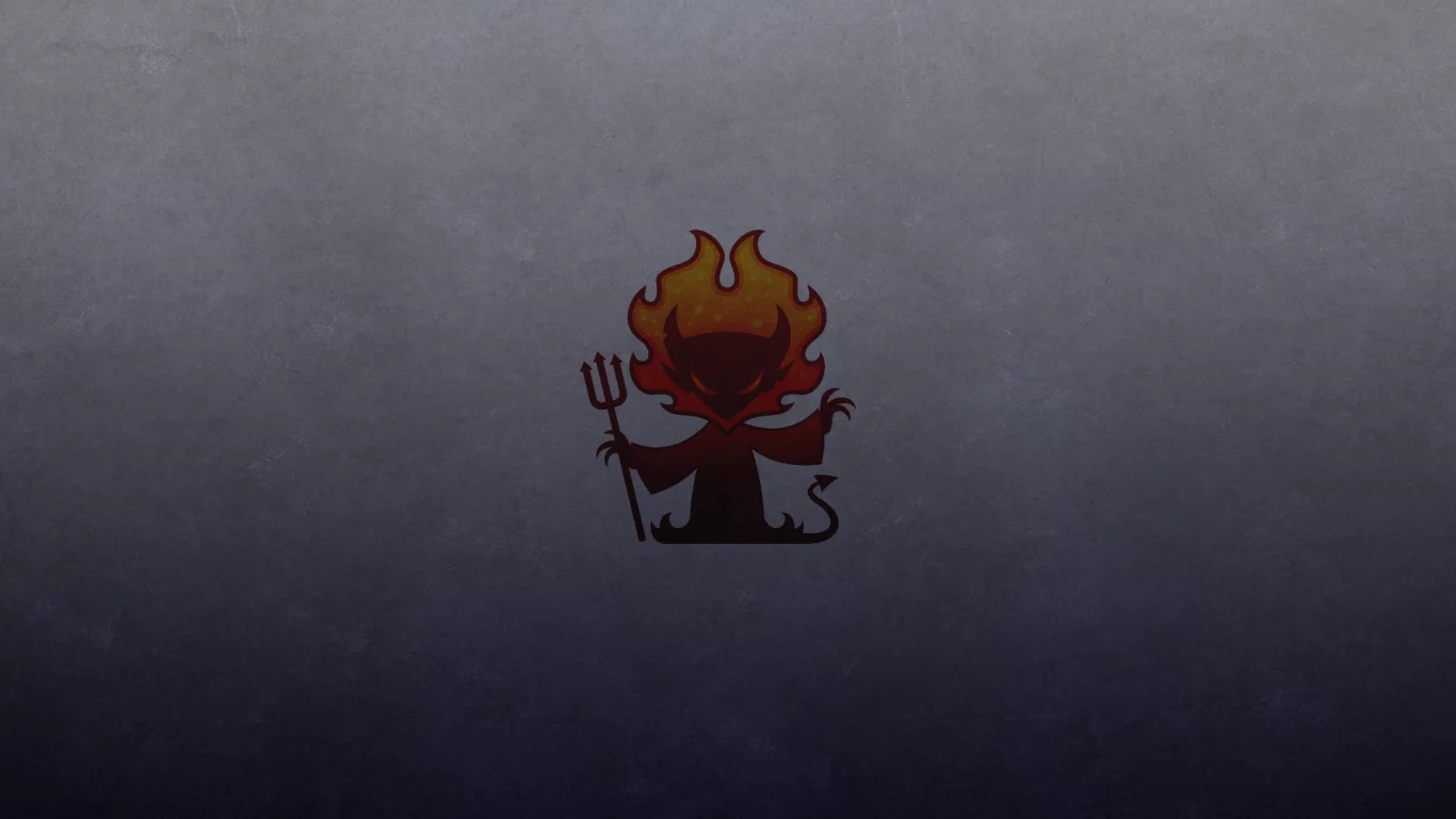 трезубец, темный фон, рога, хвост, огонь, red devil, красный