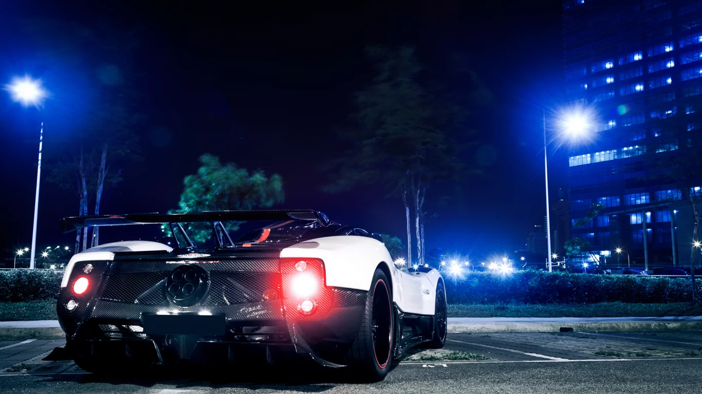 огни, сингапур, zonda, cinque, задом, город, ночь, pagani