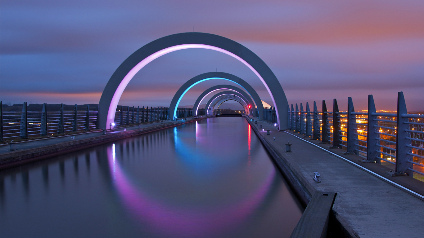 night, city, great britain, falkirk, великобритания, united kingdom, lights, scotland