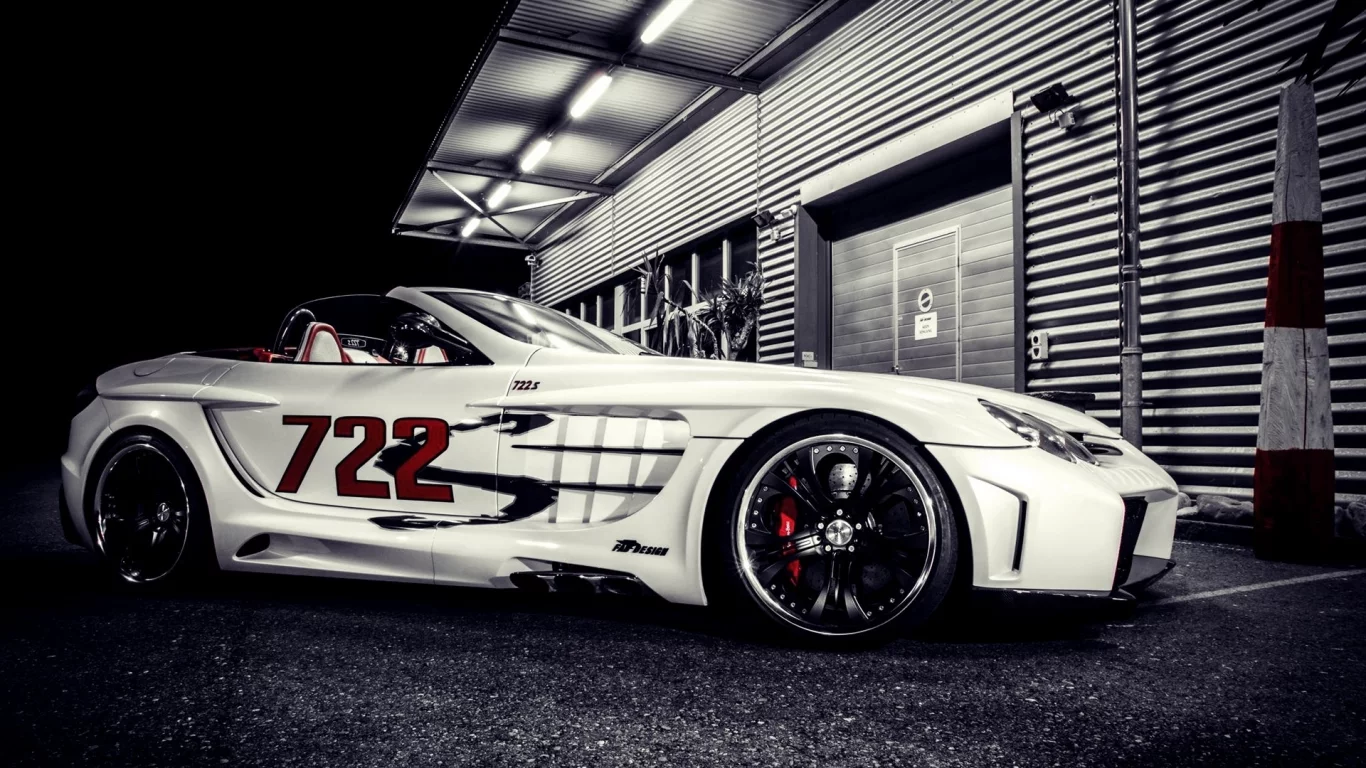 суперкар, мерседес, тюнинг, mercedes benz slr mclaren, ночь