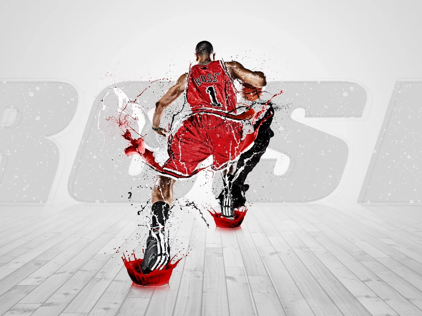 bulls, 1, chicago, краска, брызги, баскетбол, быки, derrick rose, nba