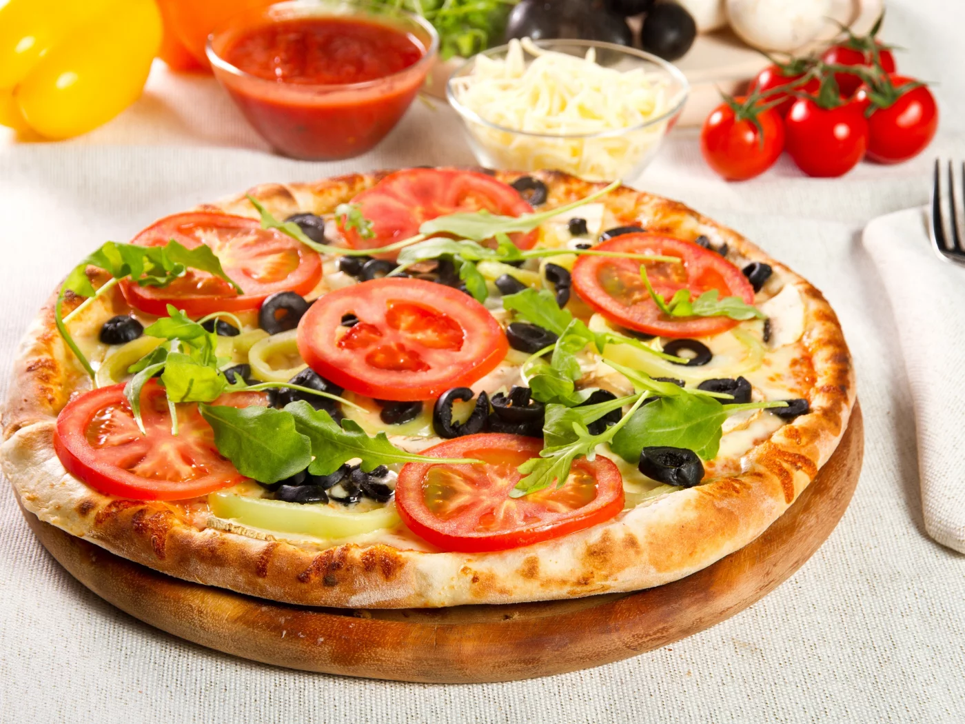 блюдо, маслины, овощи, помидоры, пицца, перец, сыр