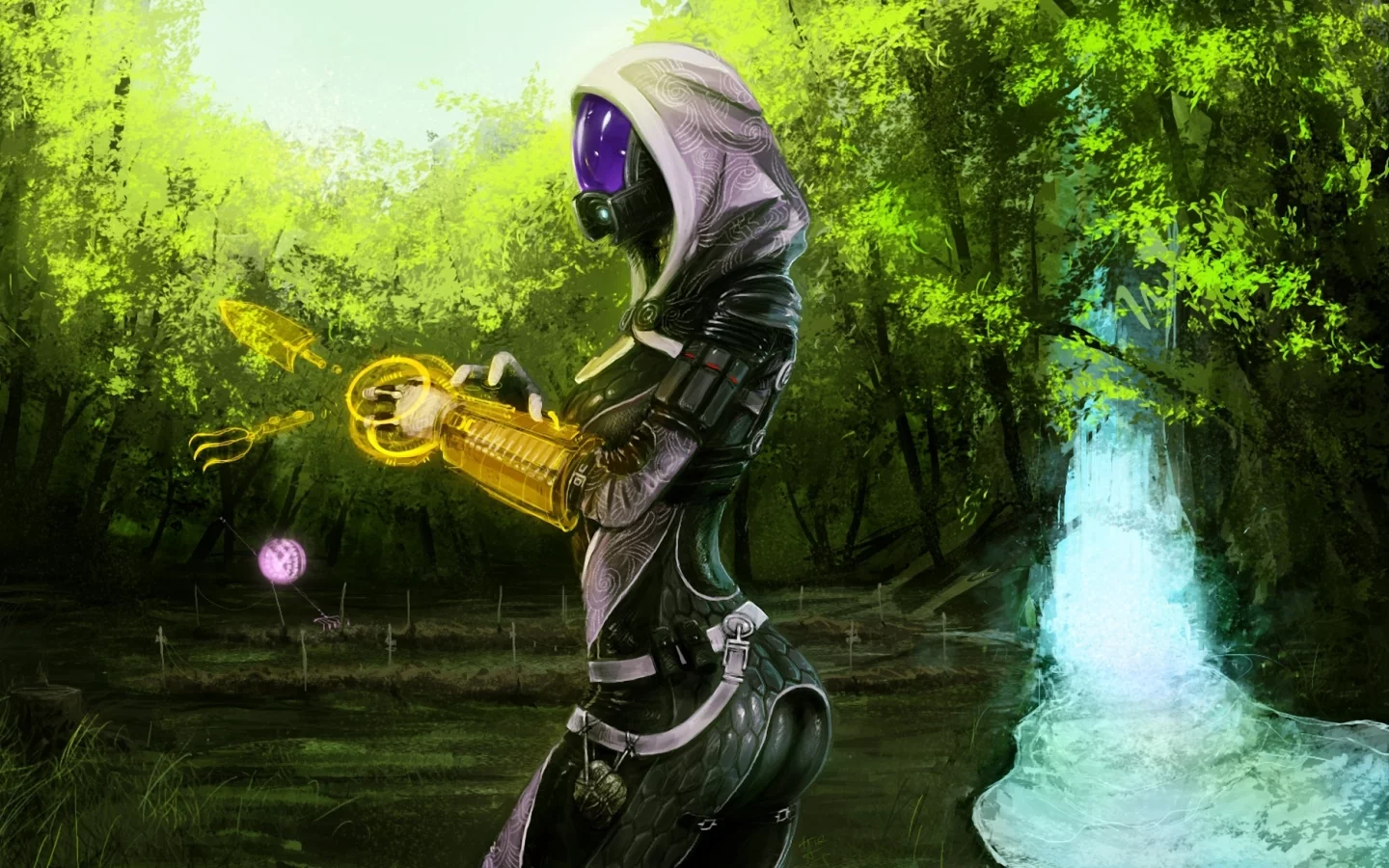 инструментрон, mass effect, водопад, дрон, tali, огород