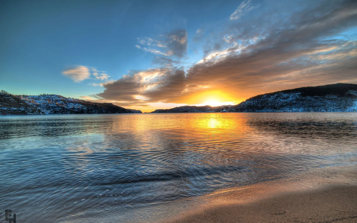 norway, закат, горы, озеро, норвегия