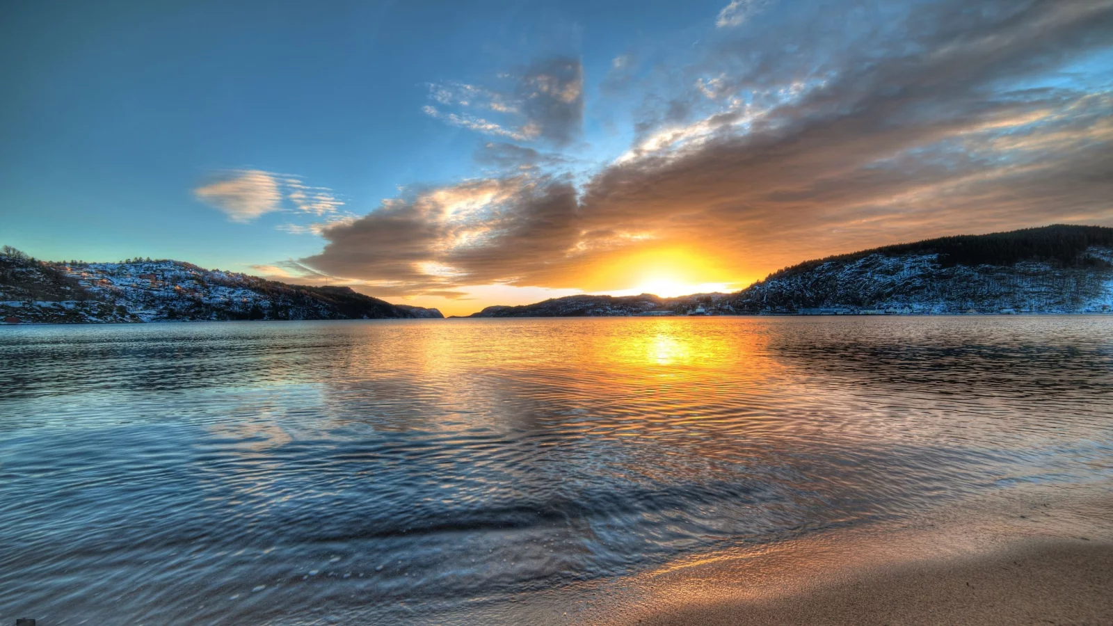 norway, закат, горы, озеро, норвегия