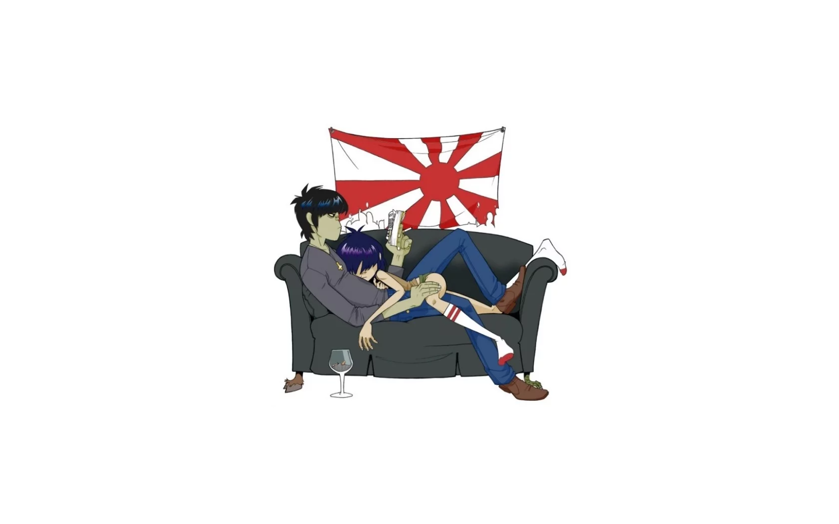 гориллаз, музыка, флаг, murdoc, noodle, gorillaz, фон, группа